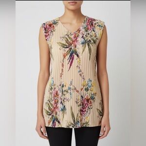 Dress Barn Multicolor Floral Pleated Blouse